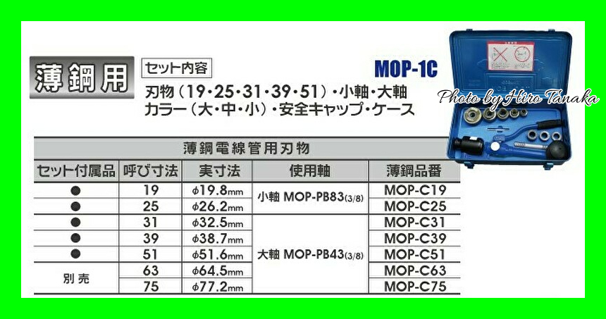 送料無料 マーベル MARVEL MOP-1C MOP1C 薄鋼電線管用刃物セット 油圧フリーパンチ 切削 開口 高出力 安心と信頼 正規代理店出品